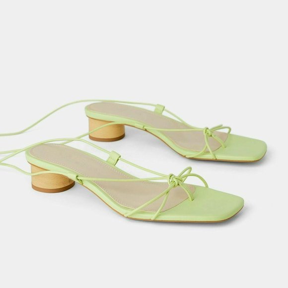ZARA GREEN HEELED STRAPPY SANDALS - Picture 12 of 12